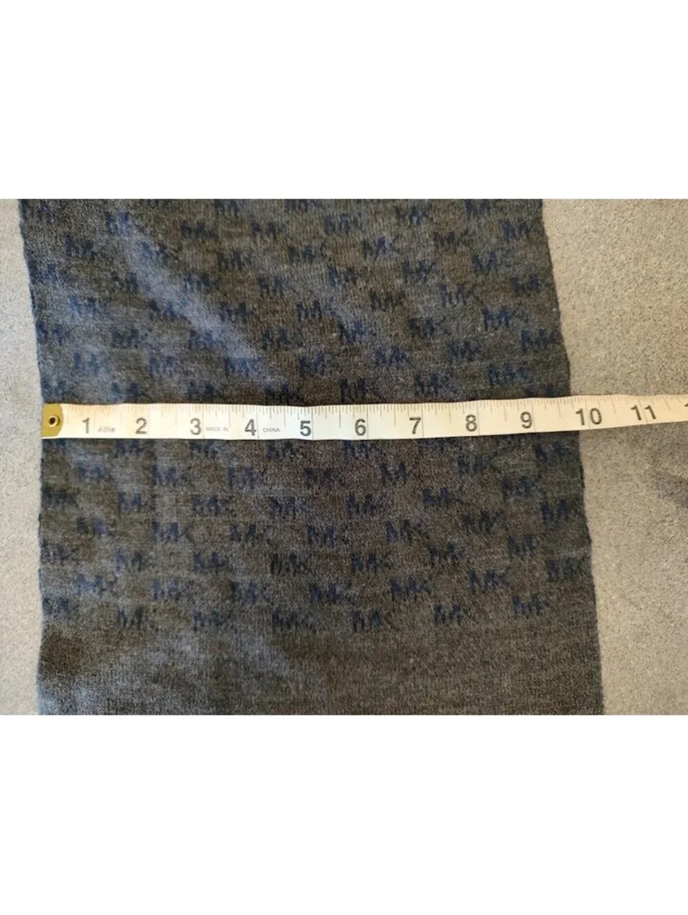 Michael Kors Men's MK Monogram Knit Scarf Muffler Grey Blue Logo 10